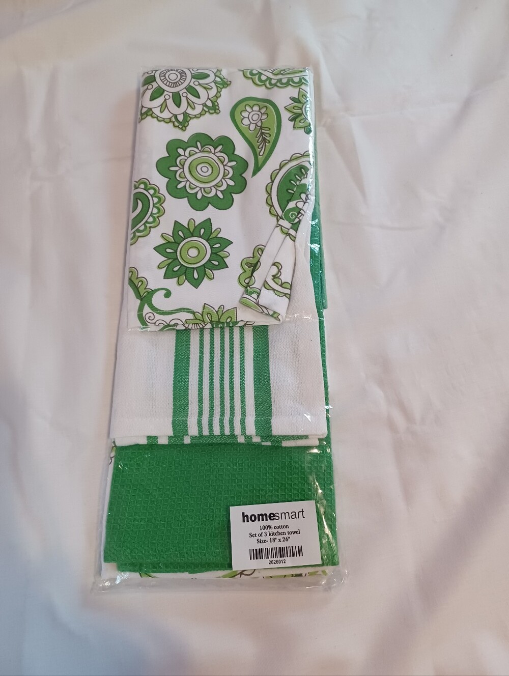 Homessmart Green and White Kitchen Towel Set